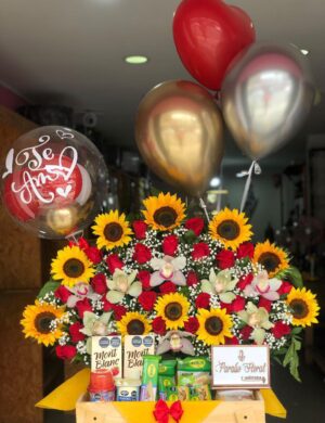 Desayuno sorpresa rosas, girasoles y orquideas